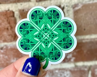 Mandala Green Lucky 4 leaf Clover St. Patricks Day  sticker/decal!