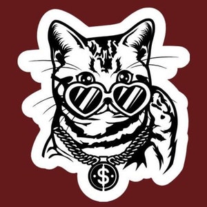 Funny Gangster Thug Cat sticker/decal made by funanduniquecrafts