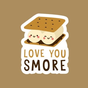 Kocham Cię Smore! Naklejka/kalkomania wykonana przez Funanduniquecrafts smores, jedzenie, miłość, kreatywne, para, słodkie
