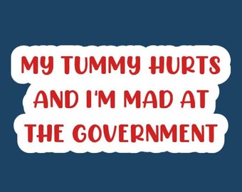 My Tummy Hurts and I'm Mad at the Government sticker/decal made by funanduniquecrafts