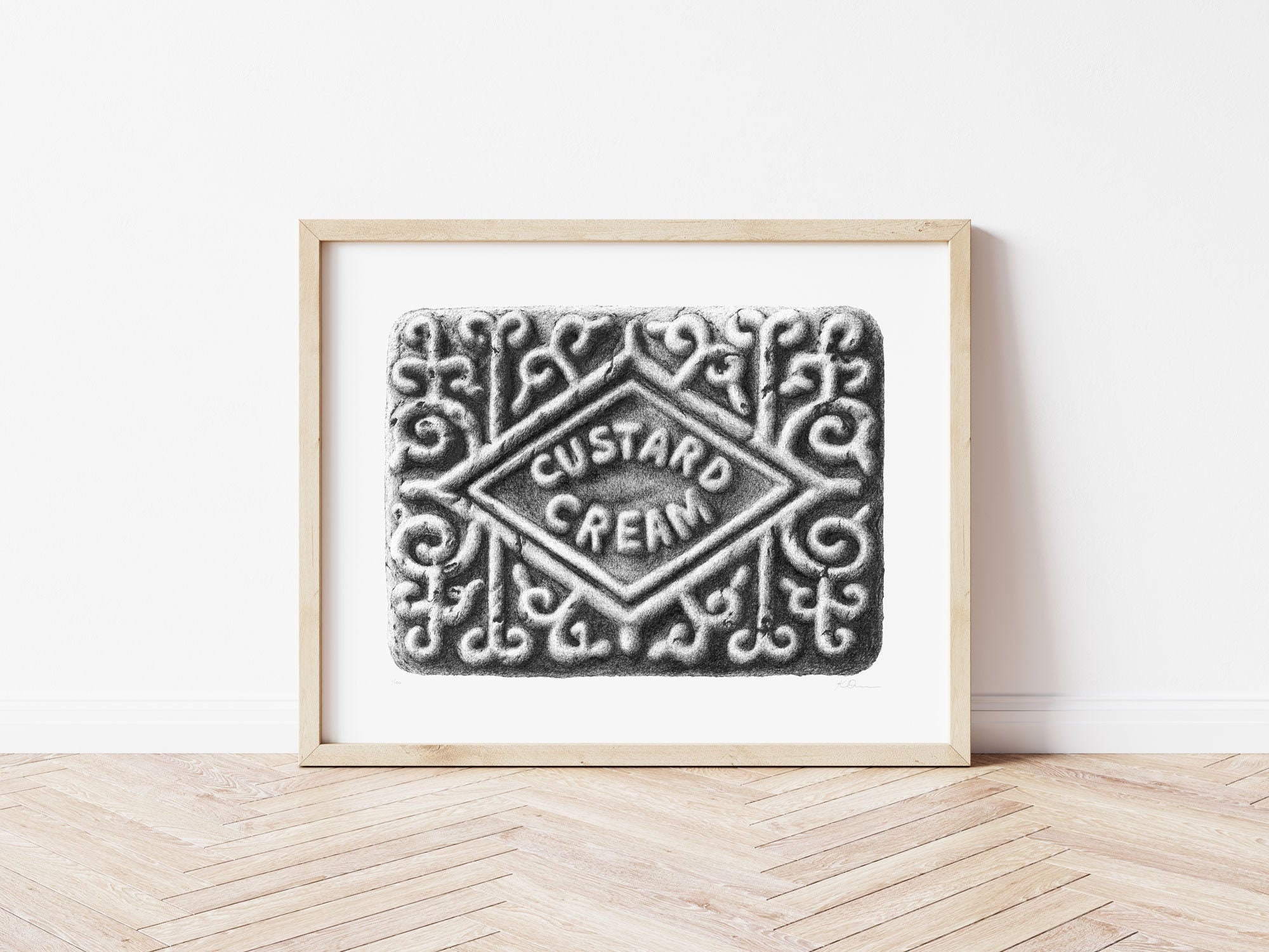 Custard Cream Biscuit - Limited Edition Giclée Print of Hand drawn illustration