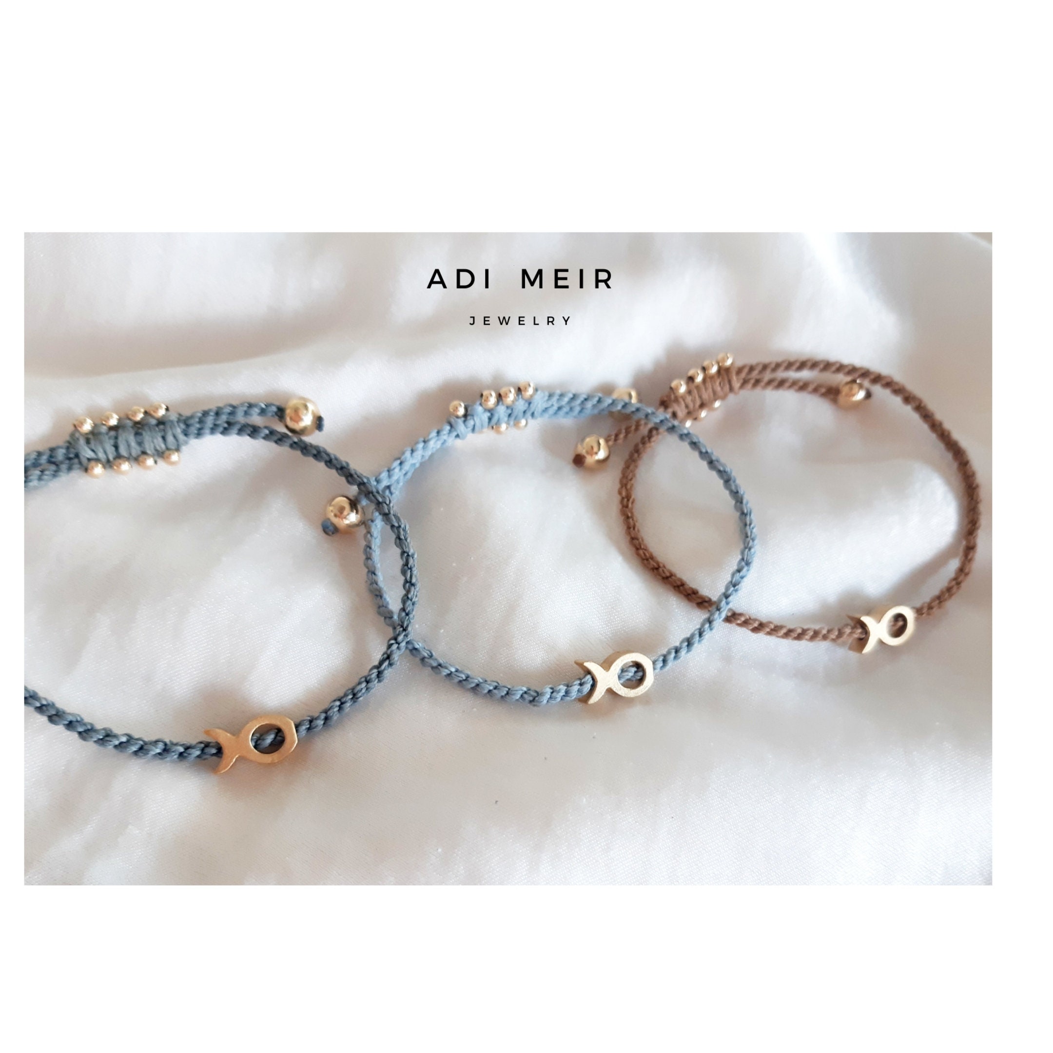 Gold Fish Cord Bracele,t Little Fish Bracelet, Gold Fish Bracelet, Wax ...