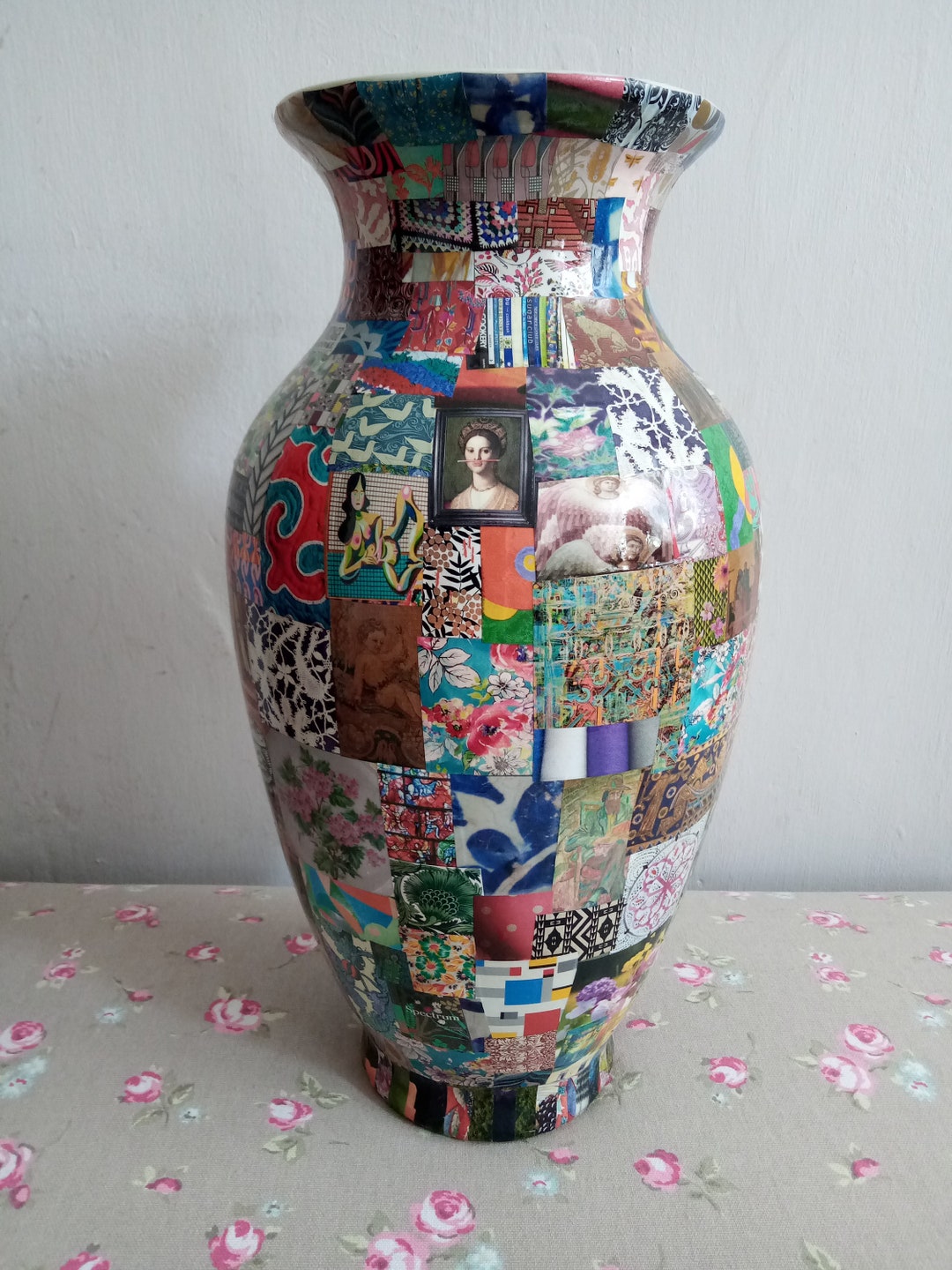 Large 14 Decoupage Vase Etsy