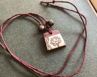 Lotus flower cream and terracotta necklace