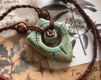 The Hunter’s Eye pale turquoise and terracotta necklace