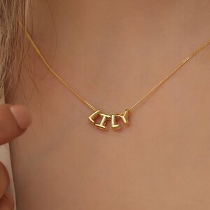 Collar de letras 3D, collar con nombre de burbuja, collar con nombre de letra, collar de plata de ley, regalos de Navidad para ella