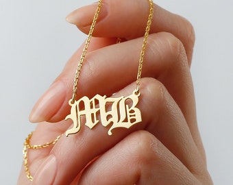Multiple Initial Necklace, Old English Initial Necklace, Double Initial Necklace, Gift for Her, Initial Necklace, Valentine’s Day gift