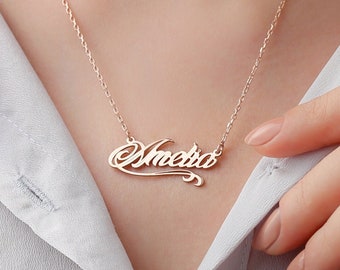 Silver Name Necklace, Personalized Name Necklace in Silver, Gift for Her, Name Necklace, Mom Birthday Gift, Christmas Gift