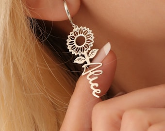 Pendientes de girasol como regalo para dama de honor • Sigue a la novia como el sol • Joyas personalizadas para la fiesta de bodas • Pendientes de novia personalizados