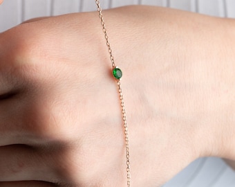 Minimalist Emerald Birthstone Jewelry, May Emerald Bracelet Silver, Wedding Gift, Bracelet for Women, Handmade Gift, Birthday Gift