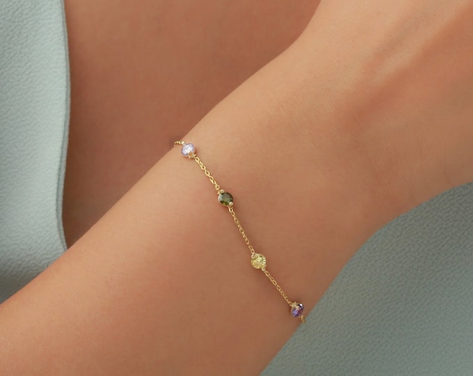 Birthstone Bracelet for Mom, Custom Family Birthstone Gift