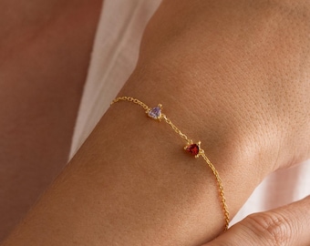 Pulsera con piedra de nacimiento familiar, regalo de Navidad para mamá