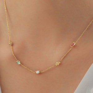 Personalized Birthstone Necklace for Mom, Birthstone Jewelry, Family Birthstone Necklace, Mothers Day Gift