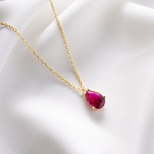 Ruby Necklace for Women, July Birthstone Necklace, Birthday Gift, Dainty Ruby Necklace, Ruby Jewelry, Handmade Gift, Tiny Ruby Necklace