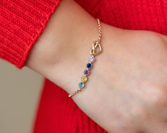 Bracelet personnalisé birthstone, bracelet de pierre de naissance de famille, cadeau de jour de mère, cadeau pour maman, cadeau personnalisé, cadeau pour elle,