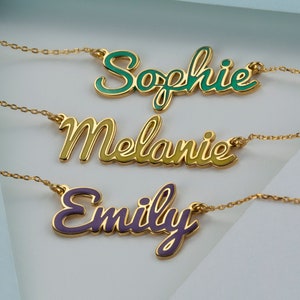 Color Filling Name Necklace, Sweet 16 Gifts For Girls, Dainty Necklace, Toddler Name Necklace, Personalized Gift, Christmas Gift