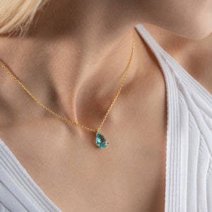 Aquamarine Necklace, March Birthstone Necklace, Birthday Gift for Her, Aquamarine Stone Jewelry, Birthstone Jewelry, Custom Birthday Gift