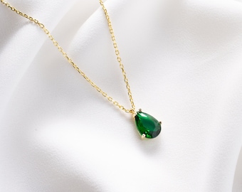 Collar de piedra de nacimiento verde esmeralda, collar de piedra de nacimiento de mayo, collar de piedra de nacimiento de mayo, collar de piedra de nacimiento de mayo, regalo de mejor amigo, regalos de joyería