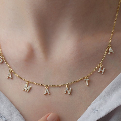 Letter Name Necklace Dangle Name 