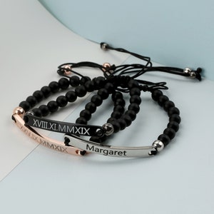 Personalized Bracelet, Couples Bracelet, Black Tourmaline Name Bracelet image 3