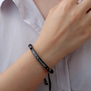Personalisierter Armband, Armband für Paare, Armband mit schwarzem Turmalin und Namen Bild 2