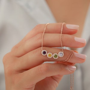Personalized Birthstone Necklace, Custom Birthstone Jewelry, Family Birthstones, Gift for Mom, Bridesmaid Gift, Gift for Grandma
