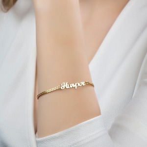 Personalized Name Bracelets or Anklet, Name Plate Bracelet, Personalized Gifts, Bridesmaid Gifts, Birthday Gifts for Her, Best Friend Gift