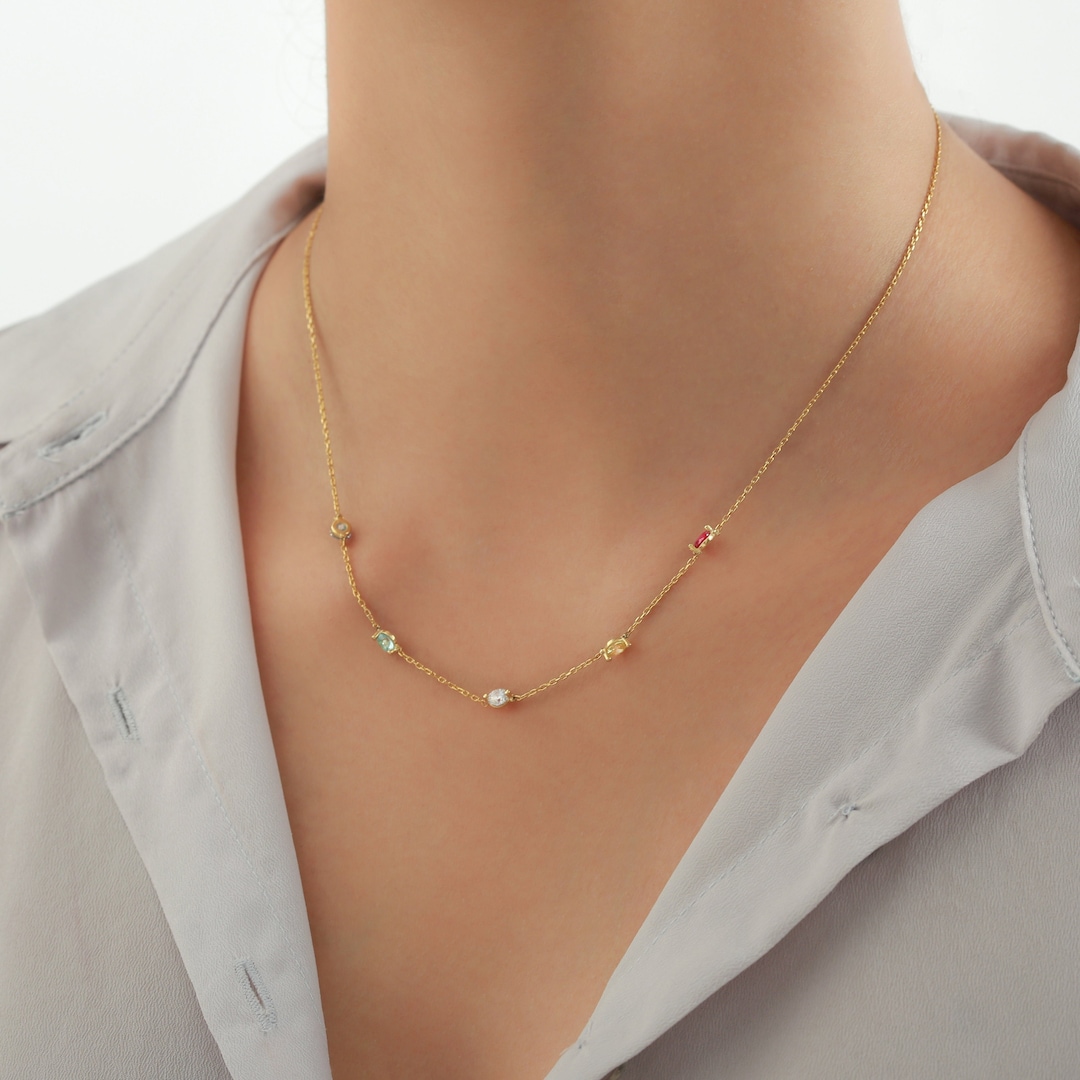 Customizable Birthstone Pendant Necklace For Women Choker Mom Birthday Jewelry main image 0