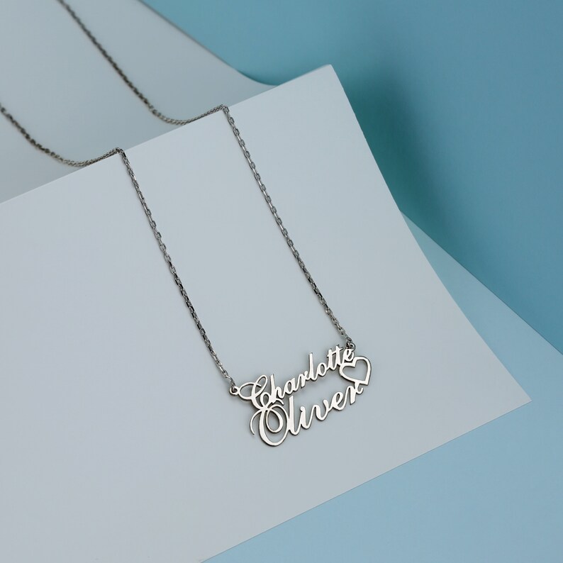 Personalized Double Names Necklace Two Names Necklace With Etsy