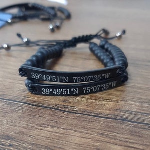 Couple Wristband, Friendship Bracelet, Couple Bracelet, Engraved Bracelet, Gift for Him, Roman Numeral Bracelet, Custom Name Bracelet image 9