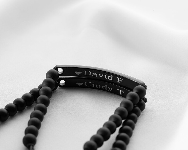 Couple Wristband, Friendship Bracelet, Couple Bracelet, Engraved Bracelet, Gift for Him, Roman Numeral Bracelet, Custom Name Bracelet image 3