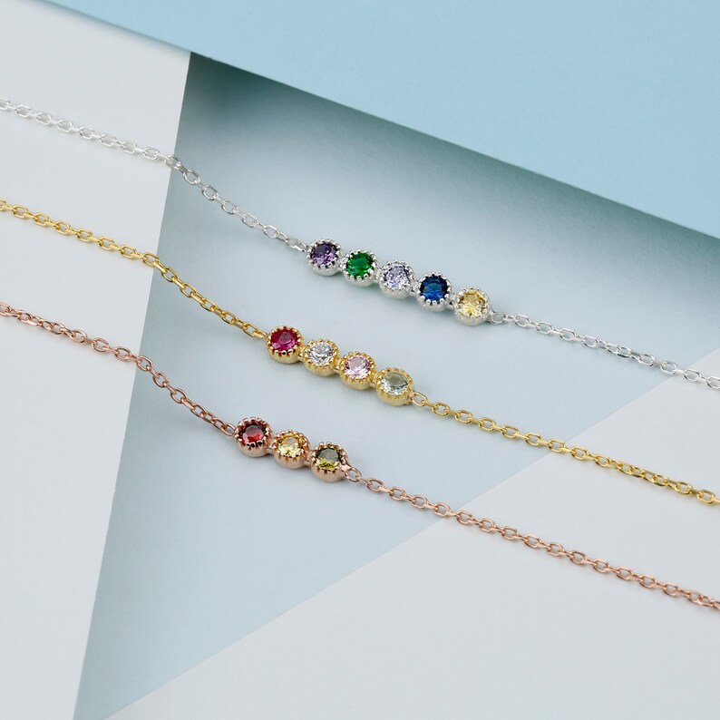 Minimalist Family Birthstone Bracelet, Mom Birthday Gift, Birthstone Jewelry, Personalized Gifts, Birthstone Bracelet, Mothers Day Gift image 2