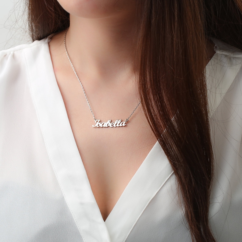 925K Silver Name Necklace, Personalized Name Necklace, Gifts For Her, Nameplate Necklace, Name Necklace for Girlfriend, Daughter Gift image 1