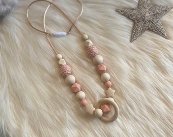 Salmon tone and stars breastfeeding or carrying necklace