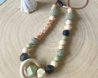Halskette zum Stillen oder Tragen, um Ihr Eukalyptusgrün und Schwarz zu personalisieren