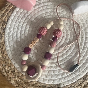 Collar de lactancia o portabebés personalizado en rosa empolvado y ciruela