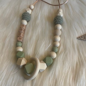 Breastfeeding or carrying necklace to personalize your eucalyptus green image 5