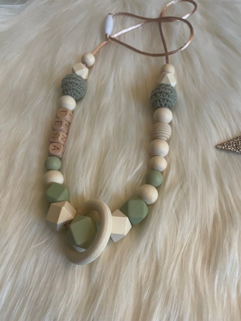 Breastfeeding or carrying necklace to personalize your eucalyptus green image 5