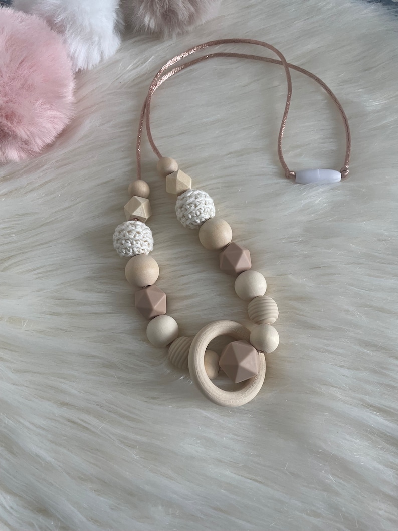 Ecru beige nursing or carrying necklace image 3