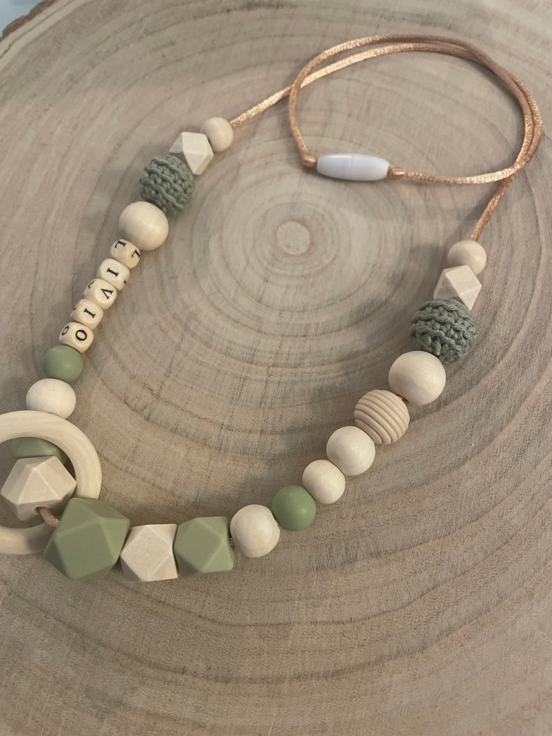Breastfeeding or carrying necklace to personalize your eucalyptus green image 2