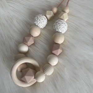 Ecru beige nursing or carrying necklace image 2