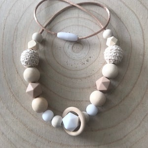 Ecru beige nursing or carrying necklace