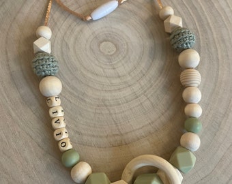 Nursing or carrying necklace to personalize your eucalyptus green