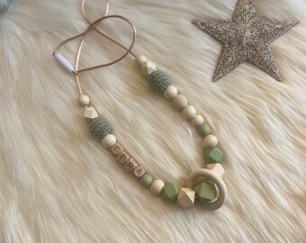 Breastfeeding or carrying necklace to personalize your eucalyptus green