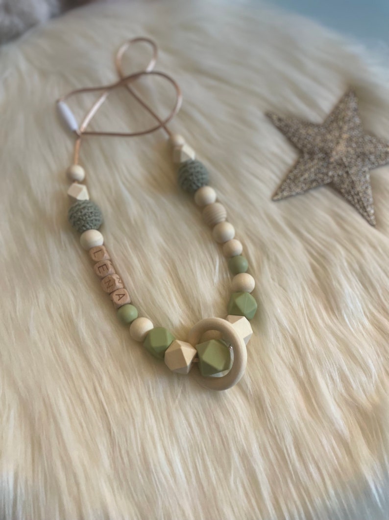 Breastfeeding or carrying necklace to personalize your eucalyptus green image 4