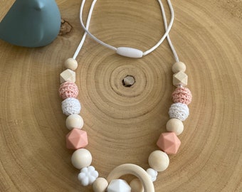 Salmon tone and flower nursing or carrying necklace