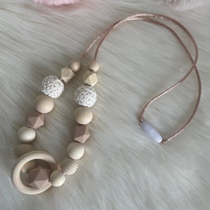 Ecru beige nursing or carrying necklace image 1