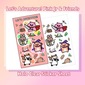 Partons à l’aventure! - Pink Jr & Friends RPG Clear Holo Sticker Sheet