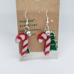 Christmas Candy Cane | Jingle Bell | Festive Holiday Earrings