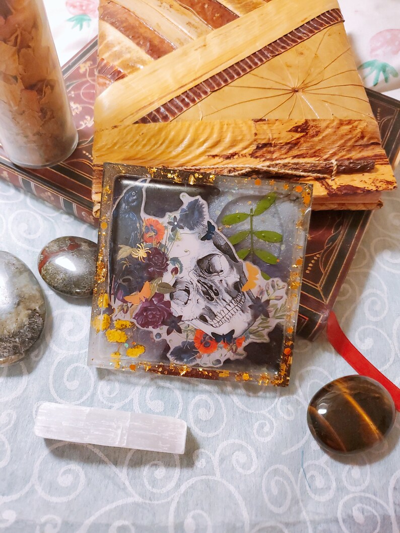 TrinketDecorative Tray Floral Skull Coaster